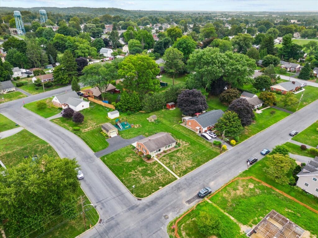 Arial shot of the corner lot for 6291 high street east petersburg